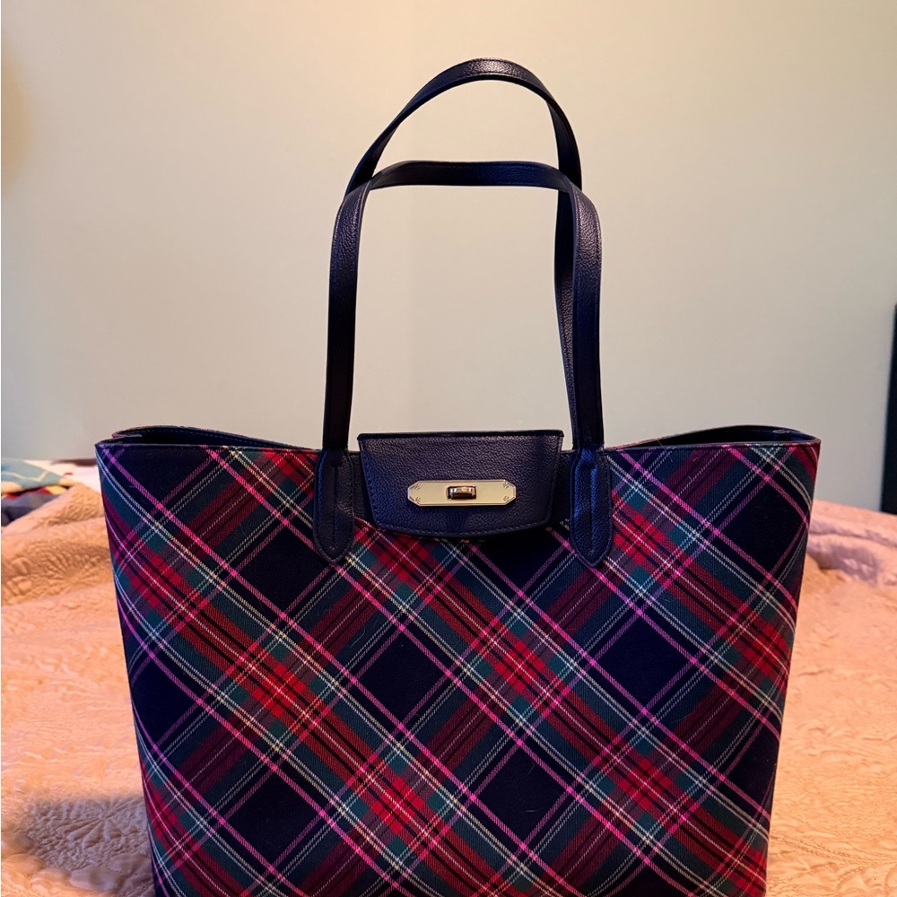 Talbots Kendall Tote - Black and Red Plaid Bag